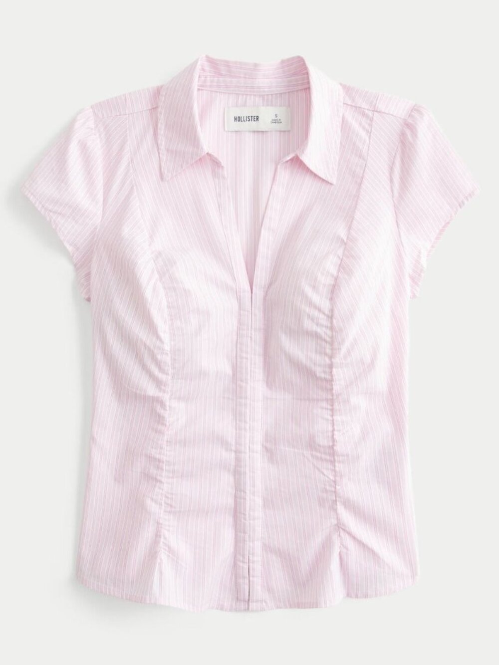 Hollister Cinched Hook and Eye Top Pink Stripe